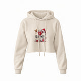 Hot Mess Crop Hoodie — Krem — Ön baskı