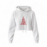 Iconic Christmas Tree Crop Hoodie — Beyaz — Ön baskı