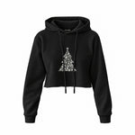 Iconic Christmas Tree Crop Hoodie — Siyah — Ön baskı