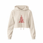 Iconic Christmas Tree Crop Hoodie — Krem — Ön baskı
