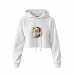 Vintage Santa Portrait Crop Hoodie — Beyaz — Ön baskı