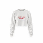 Hot Wife Summer Crop Sweatshirt — Beyaz — Ön baskı