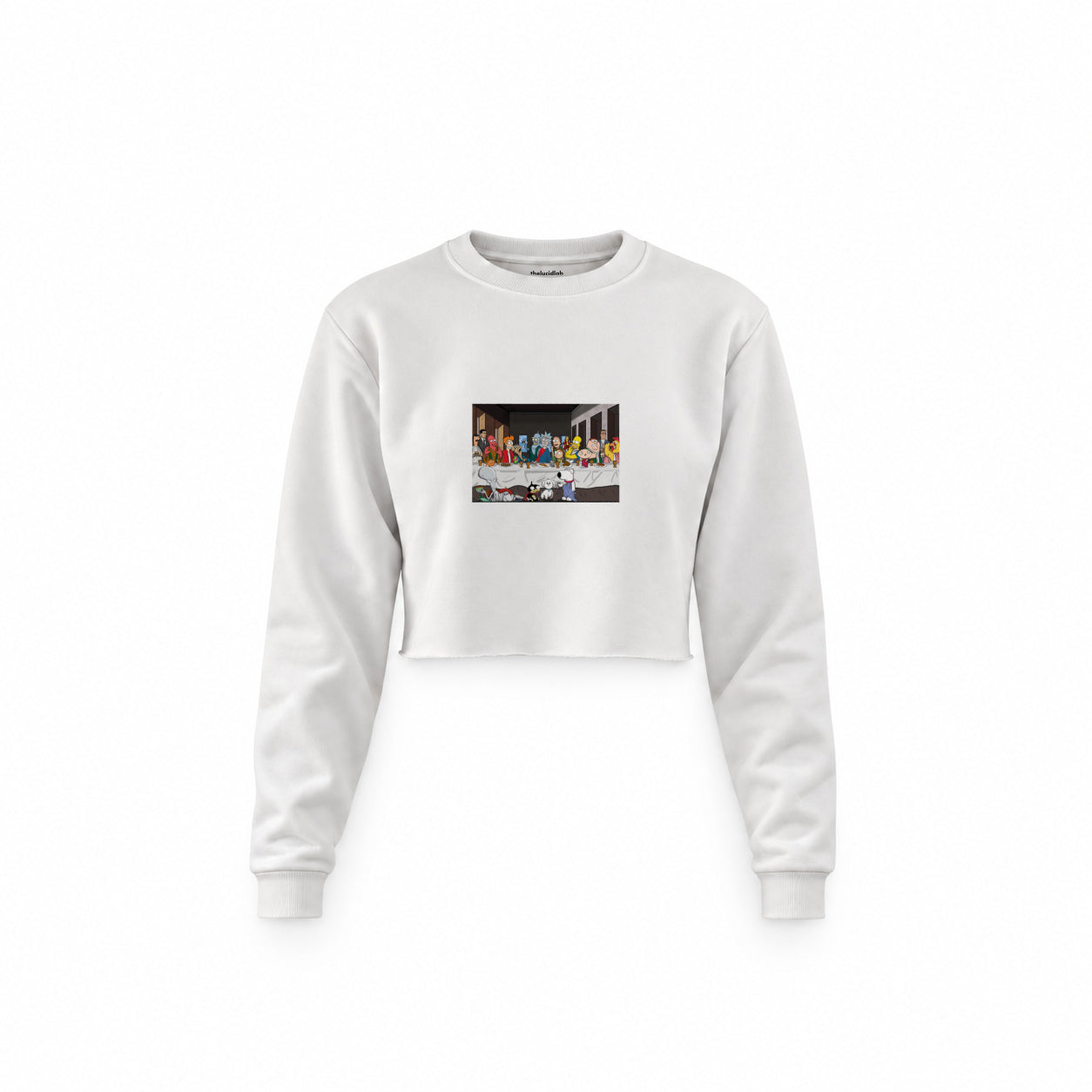 Champions Last Supper Crop Sweatshirt — Beyaz — Ön baskı