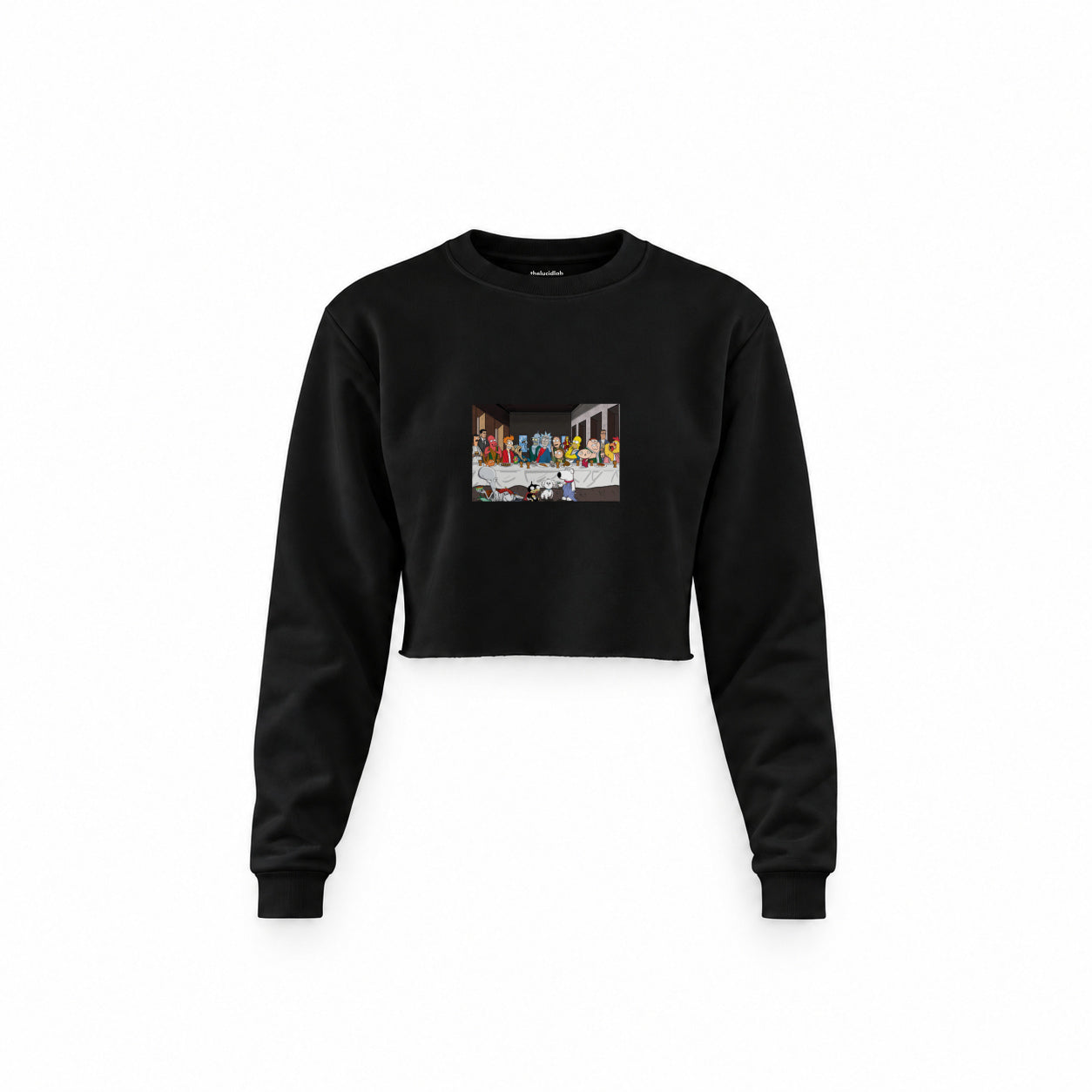 Champions Last Supper Crop Sweatshirt — Siyah — Ön baskı