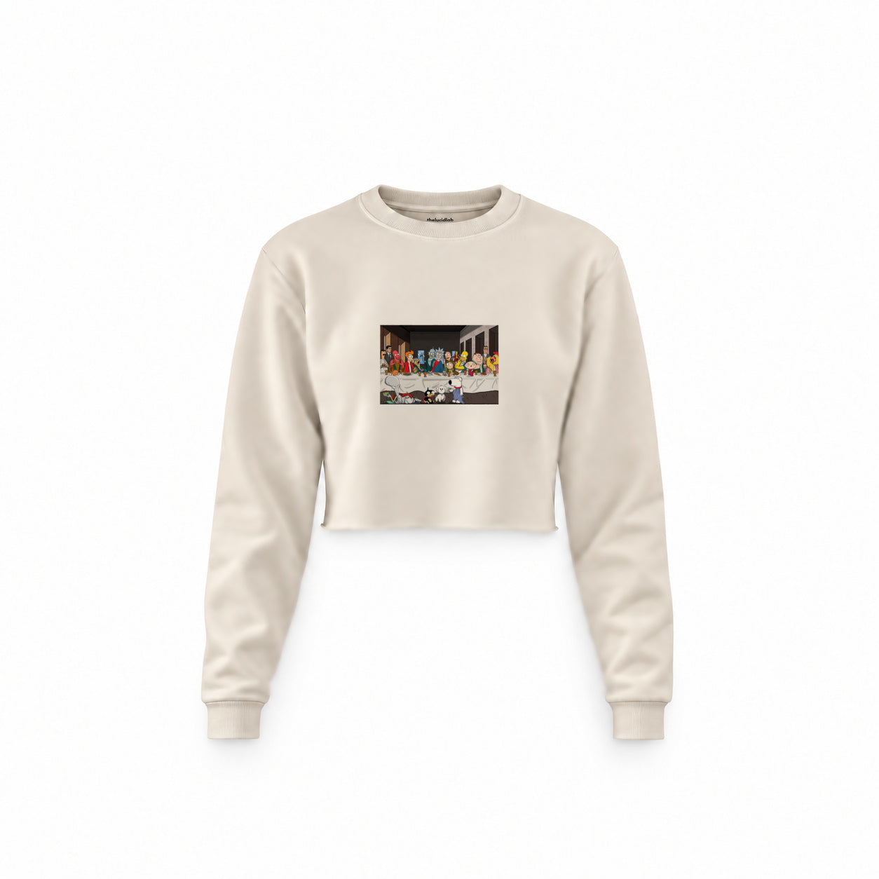 Champions Last Supper Crop Sweatshirt — Krem — Ön baskı