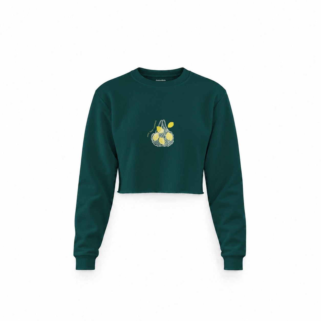 Make Some Lemonade Crop Sweatshirt — Koyu Yeşil — Ön baskı