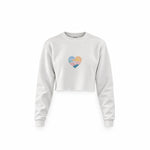 Here Comes The Sun Crop Sweatshirt — Beyaz — Ön baskı