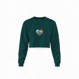 Here Comes The Sun Crop Sweatshirt — Koyu Yeşil — Ön baskı