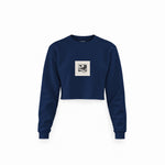 Vinyl Dreams Crop Sweatshirt — Lacivert — Ön baskı