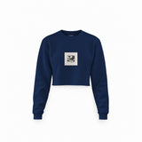 Vinyl Dreams Crop Sweatshirt — Lacivert — Ön baskı