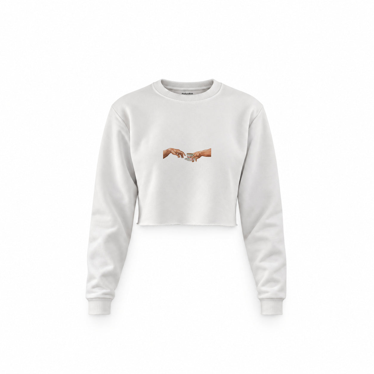 The Creation of Turkish Coffee Crop Sweatshirt — Beyaz — Ön baskı