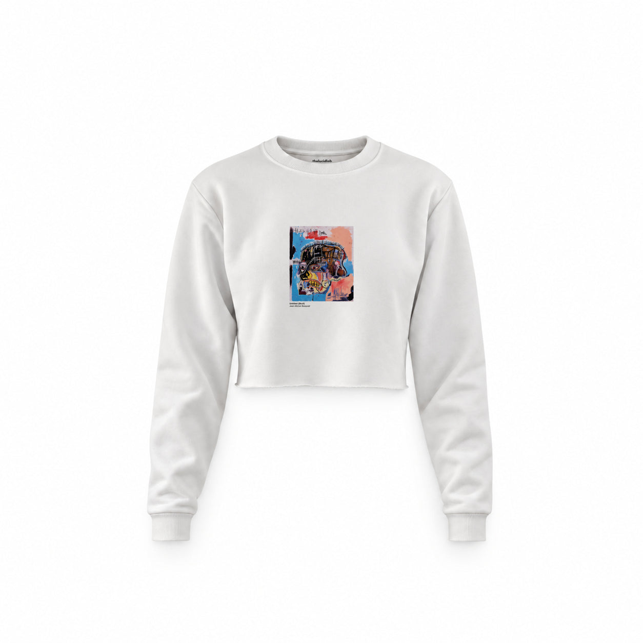 Basquiat Skull (1981) Crop Sweatshirt — Beyaz — Ön baskı