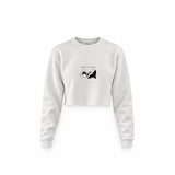 Breakfast of Champions Crop Sweatshirt — Beyaz — Ön baskı