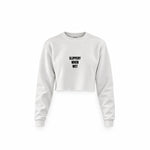 Slippery When Wet Crop Sweatshirt — Beyaz — Ön baskı