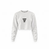 Slippery When Wet Crop Sweatshirt — Beyaz — Ön baskı