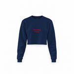 Warning I Bite Crop Sweatshirt — Lacivert — Ön baskı