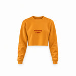 Warning I Bite Crop Sweatshirt — Turuncu — Ön baskı