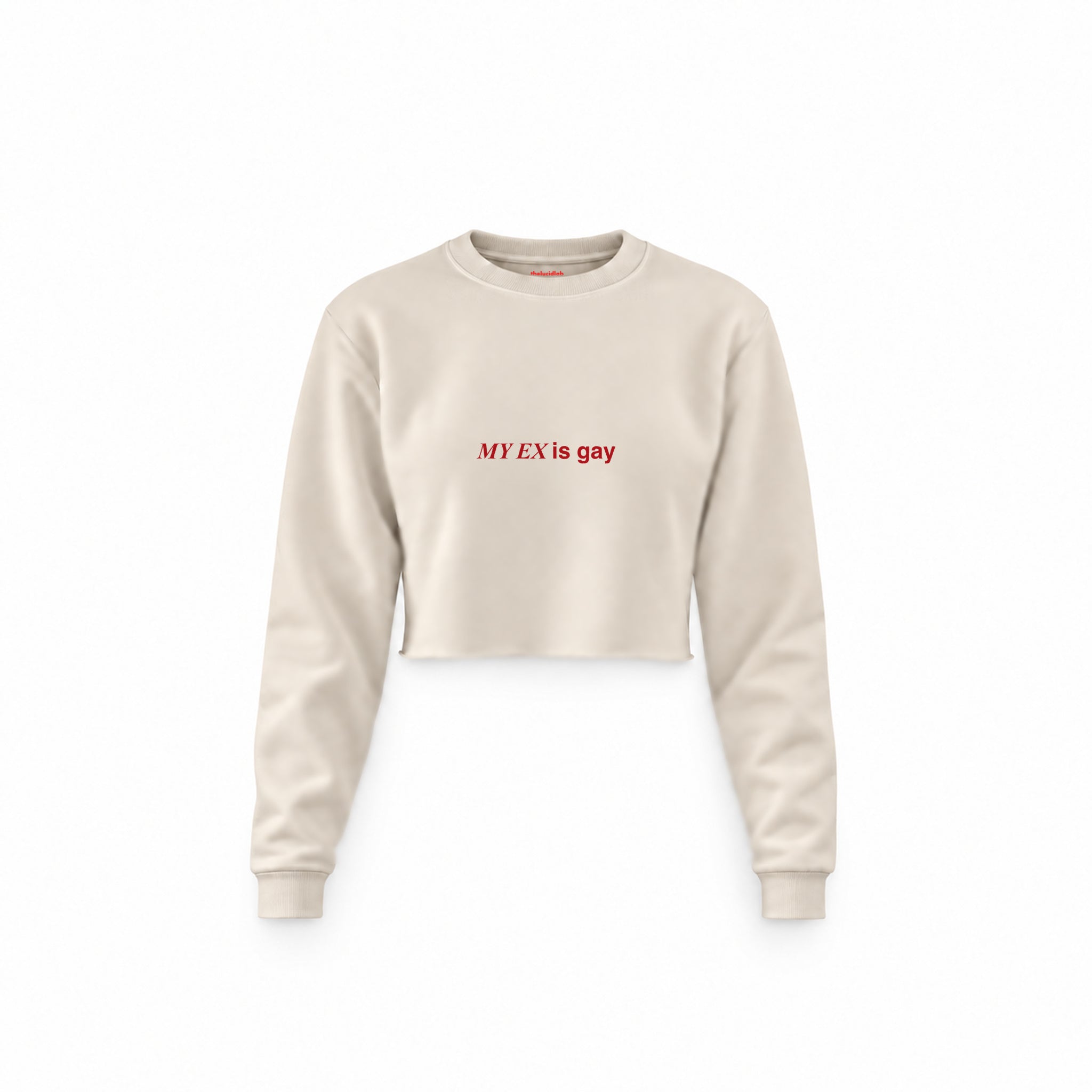My Ex Is Gay Crop Sweatshirt — Krem — Ön baskı