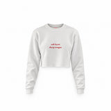 Soft Heart Sharp Tongue Crop Sweatshirt — Beyaz — Ön baskı