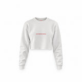 In My Prime Mother Era Crop Sweatshirt — Beyaz — Ön baskı