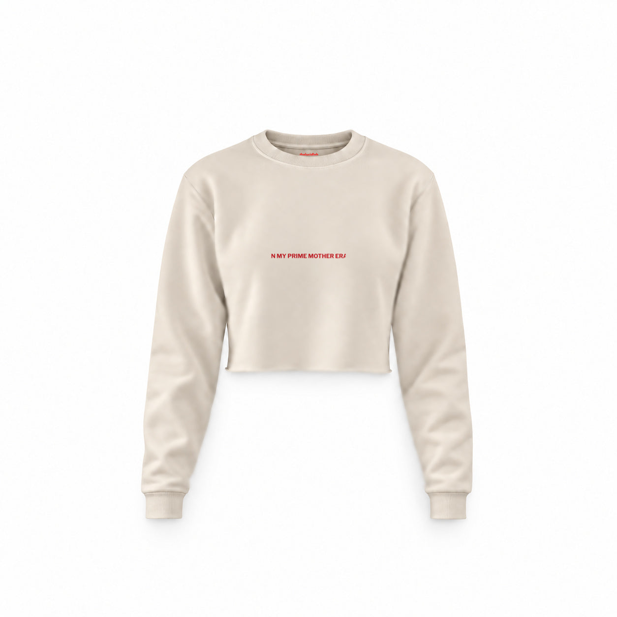 In My Prime Mother Era Crop Sweatshirt — Krem — Ön baskı