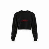 Can We Fuck Crop Sweatshirt — Siyah — Ön baskı