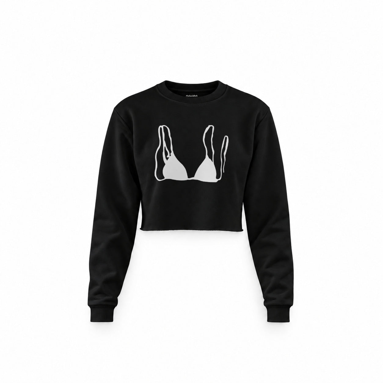Leopard Bikini Crop Sweatshirt — Siyah — Ön baskı