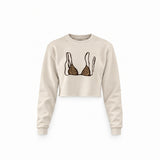 Leopard Bikini Crop Sweatshirt — Krem — Ön baskı