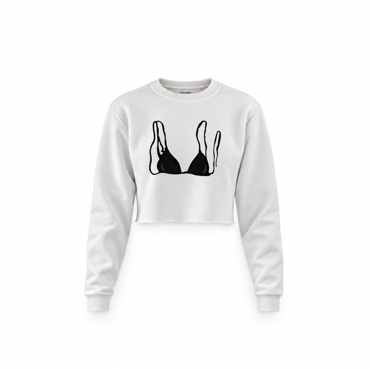Black Bikini Crop Sweatshirt — Beyaz — Ön baskı