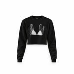 Black Bikini Crop Sweatshirt — Siyah — Ön baskı