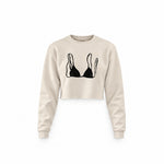 Black Bikini Crop Sweatshirt — Krem — Ön baskı