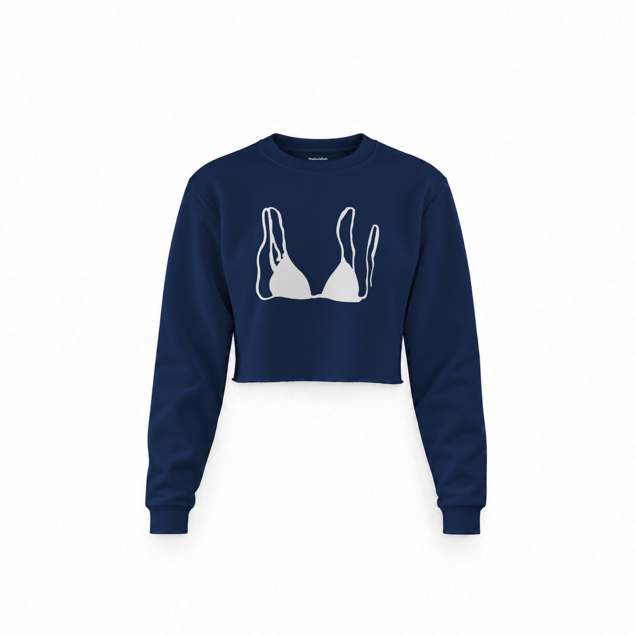 Black Bikini Crop Sweatshirt — Lacivert — Ön baskı
