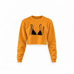 Black Bikini Crop Sweatshirt — Turuncu — Ön baskı