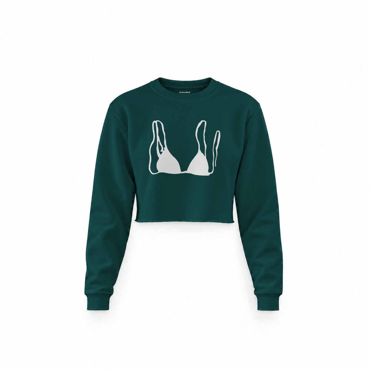 Black Bikini Crop Sweatshirt — Koyu Yeşil — Ön baskı