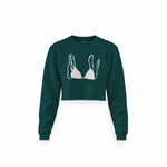 Black Bikini Crop Sweatshirt — Koyu Yeşil — Ön baskı