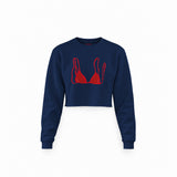 Red Bikini Crop Sweatshirt — Lacivert — Ön baskı
