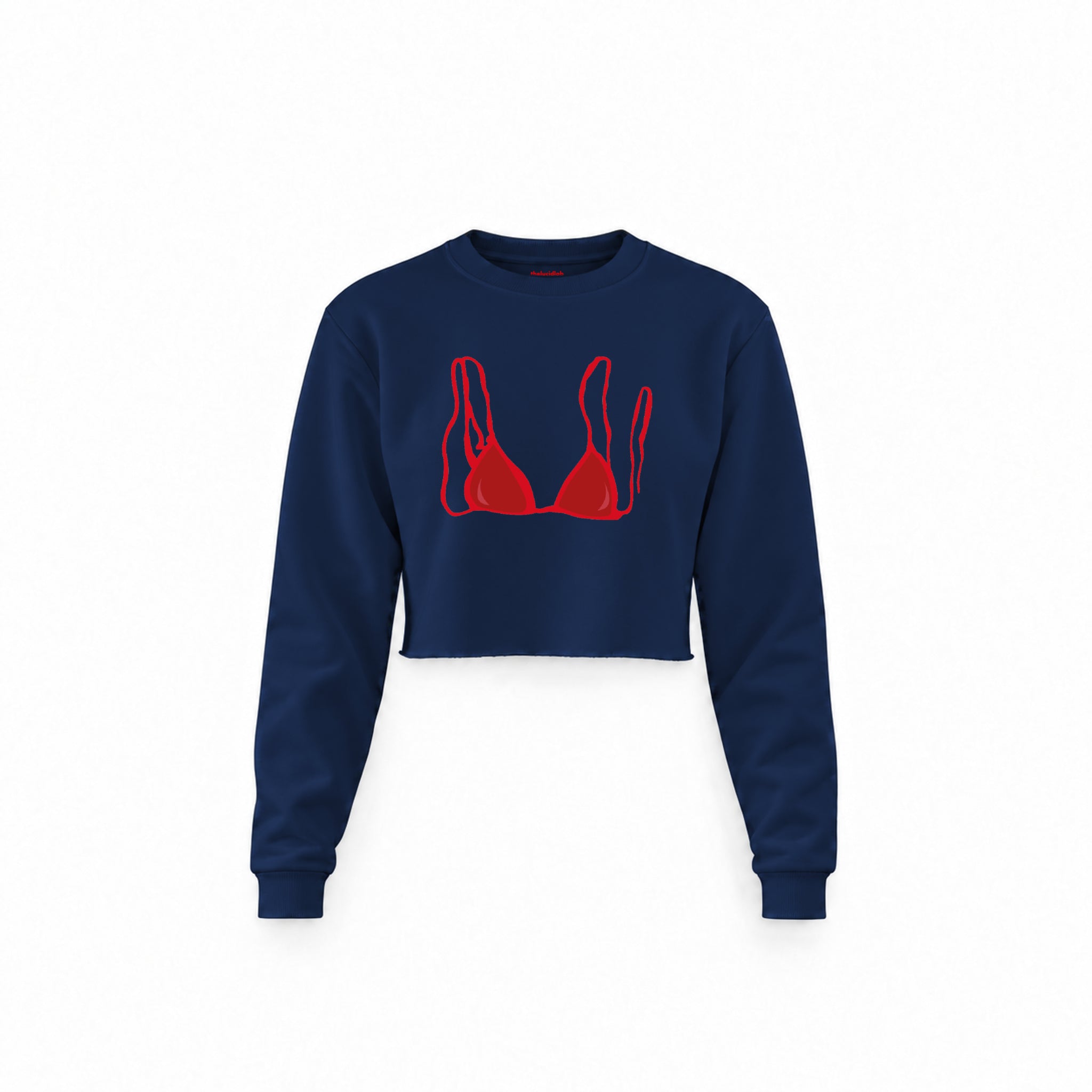Red Bikini Crop Sweatshirt — Lacivert — Ön baskı