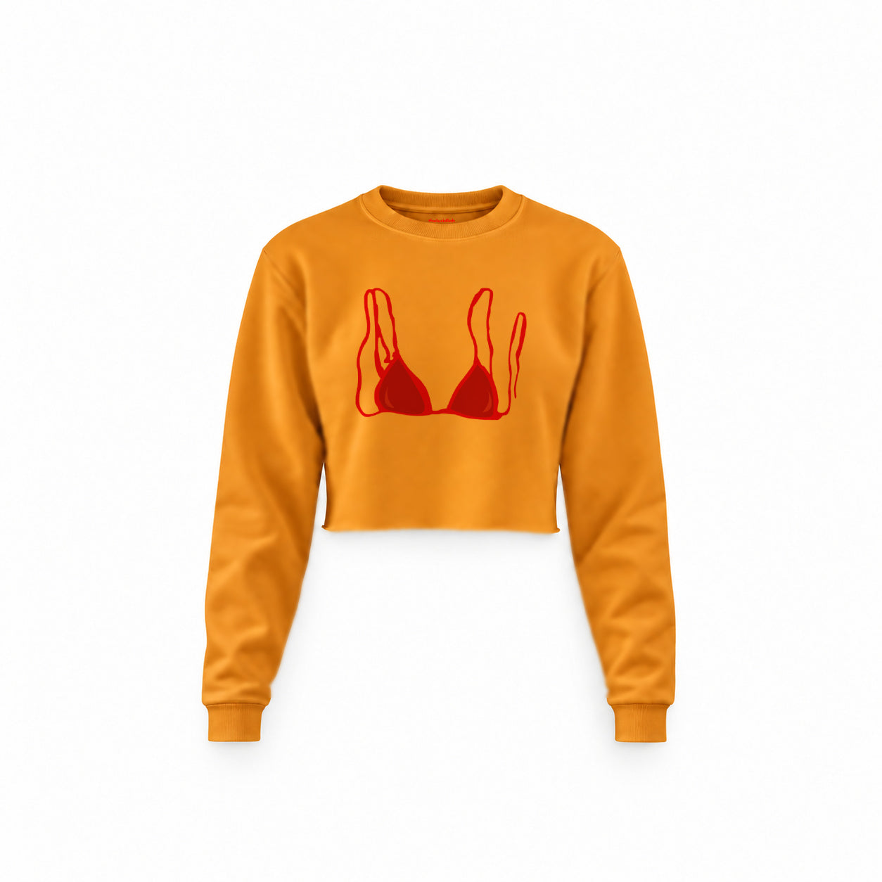Red Bikini Crop Sweatshirt — Turuncu — Ön baskı