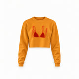 Red Bikini Crop Sweatshirt — Turuncu — Ön baskı