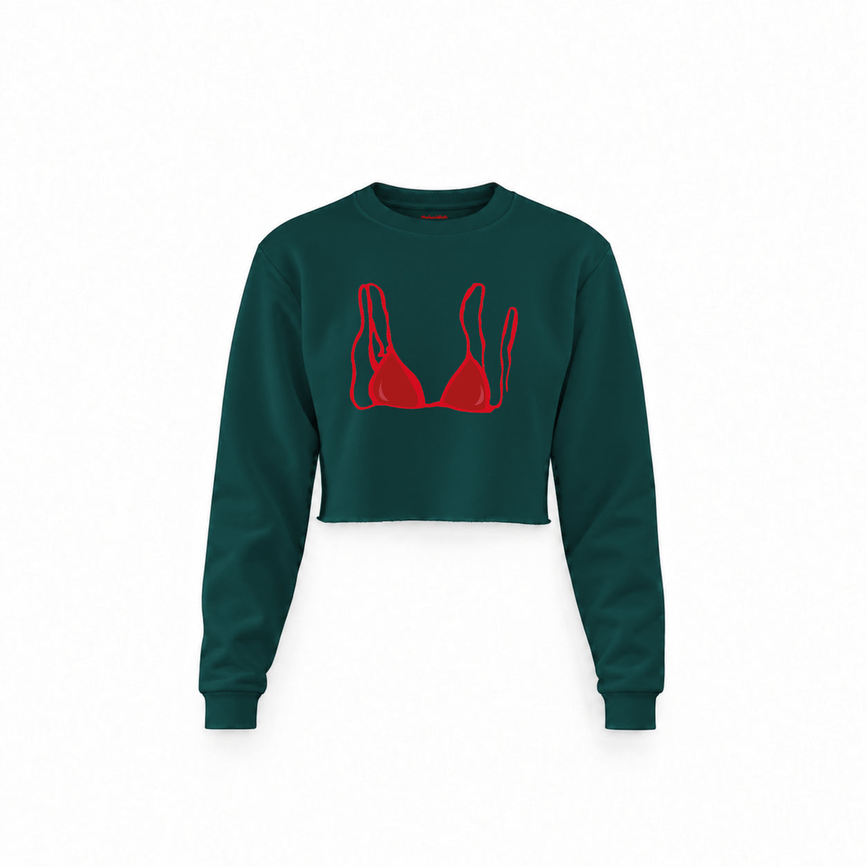 Red Bikini Crop Sweatshirt — Koyu Yeşil — Ön baskı