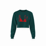 Red Bikini Crop Sweatshirt — Koyu Yeşil — Ön baskı