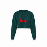 Red Bikini Crop Sweatshirt — Koyu Yeşil — Ön baskı