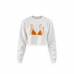 Orange Bikini Crop Sweatshirt — Beyaz — Ön baskı