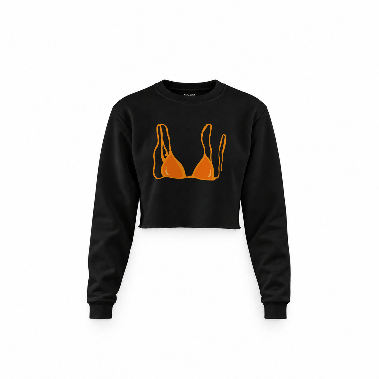 Orange Bikini Crop Sweatshirt — Siyah — Ön baskı