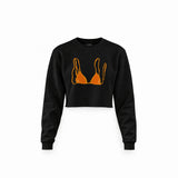 Orange Bikini Crop Sweatshirt — Siyah — Ön baskı