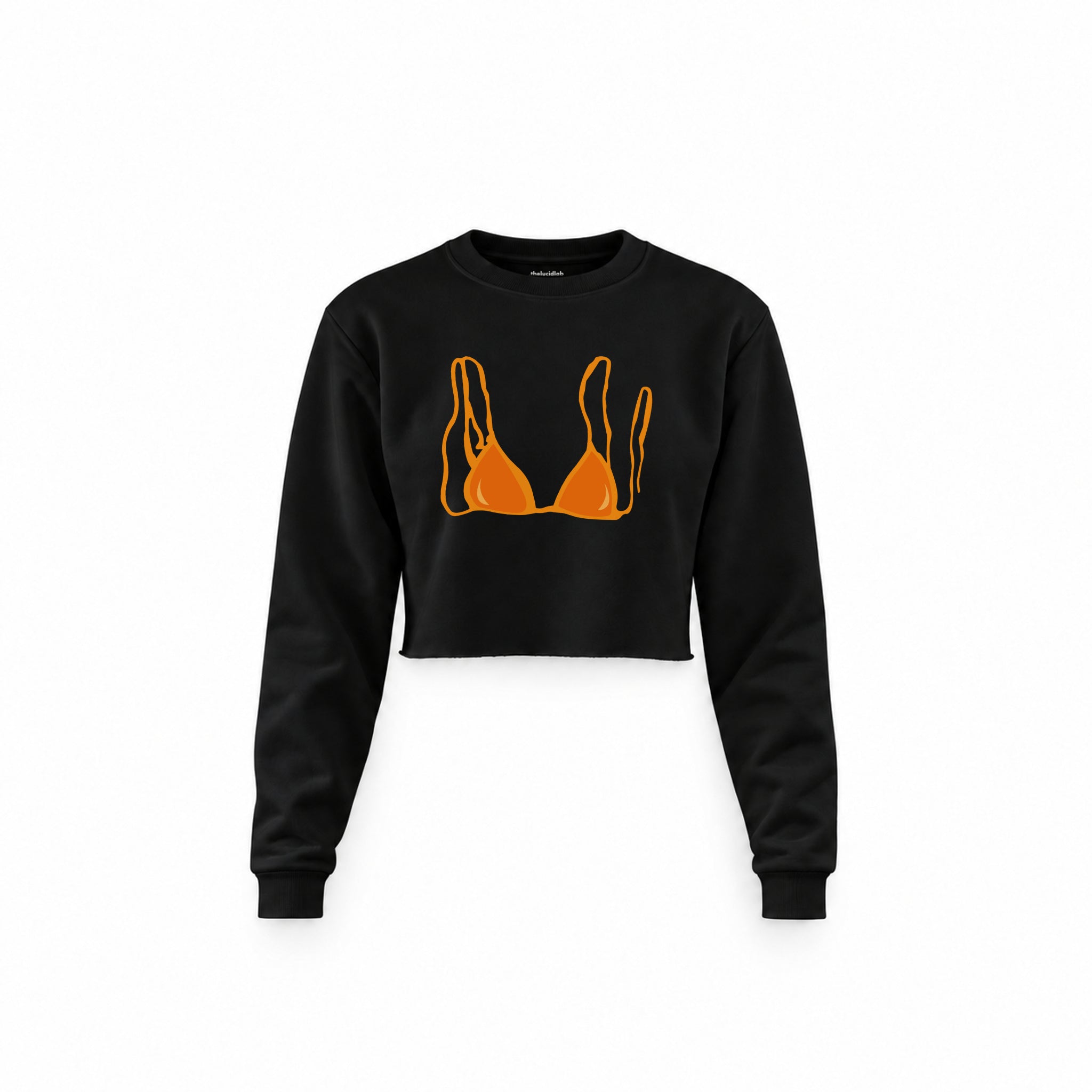 Orange Bikini Crop Sweatshirt — Siyah — Ön baskı