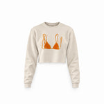 Orange Bikini Crop Sweatshirt — Krem — Ön baskı