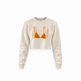 Orange Bikini Crop Sweatshirt — Krem — Ön baskı