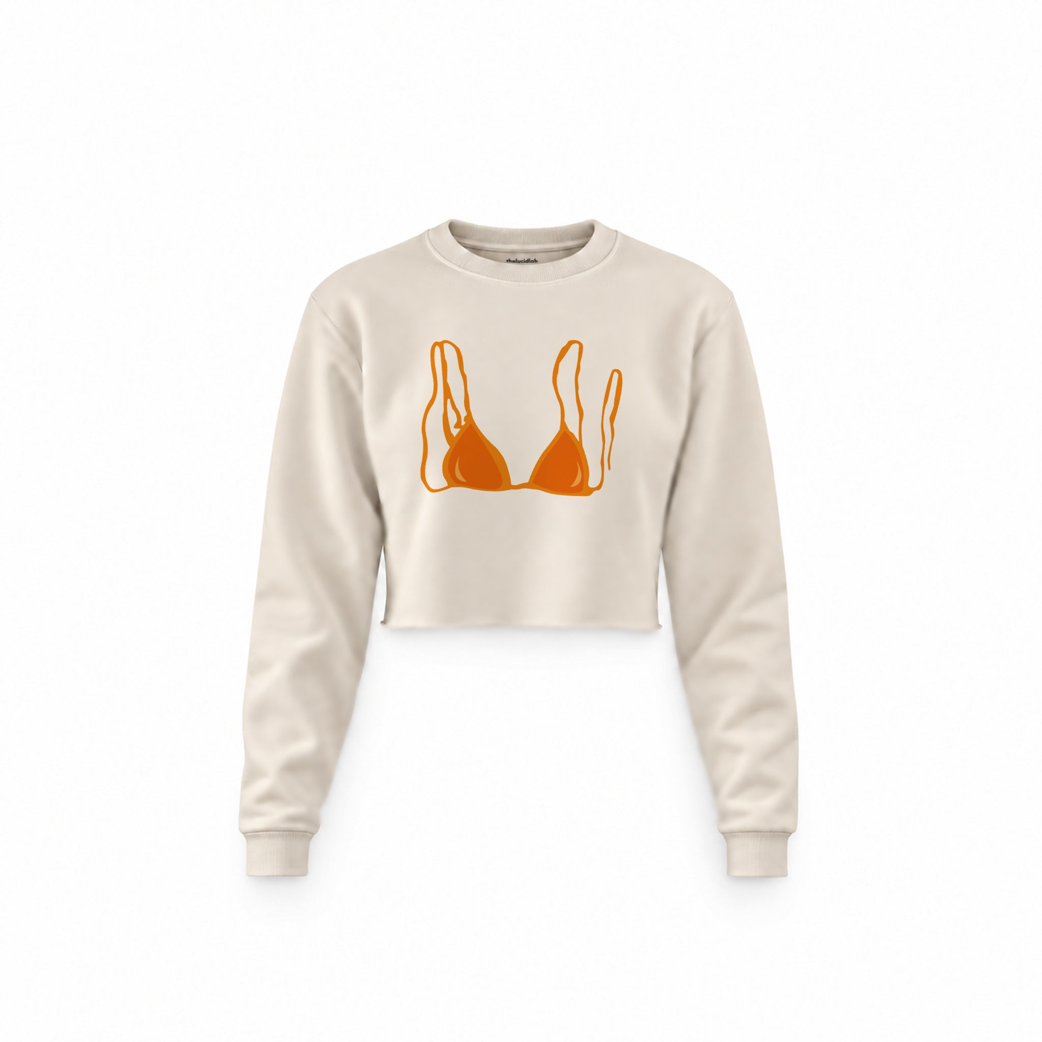 Orange Bikini Crop Sweatshirt — Krem — Ön baskı