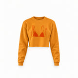 Orange Bikini Crop Sweatshirt — Turuncu — Ön baskı